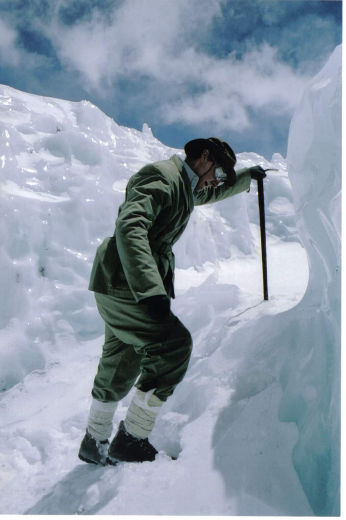 Graham Hoyland tests George Mallory's clothing on Everest